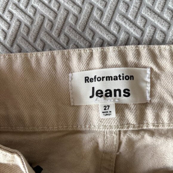 Reformation Cynthia Belted High Rise Straight Jeans - 27 - Bone - Picture 8 of 8